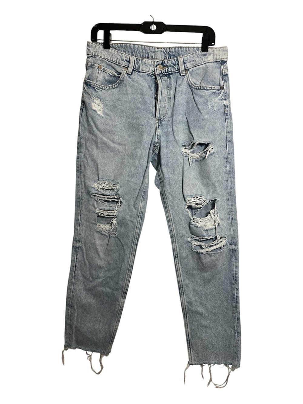 &Denim Women's Light Blue Distressed Boyfriend Jeans